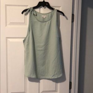 Blue one shoulder tie tank top